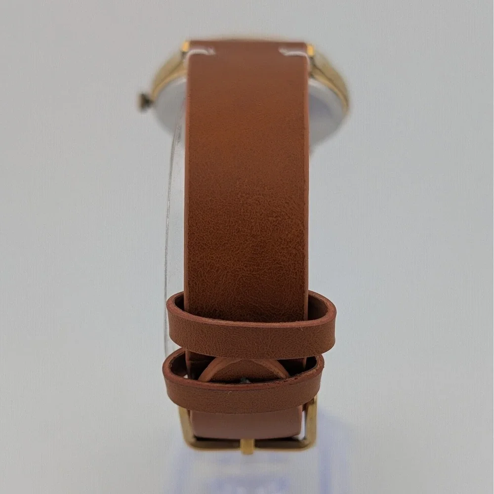 Elgin Vintage‎ Quartz Day Date Gold Tone Minimalist Dress Watch 34mm